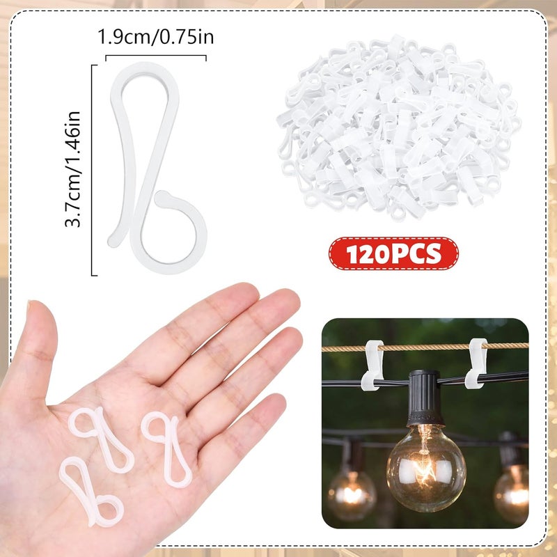 SelfTek 120 PCS Christmas Light Clips Outdoor, Gutter Clips for Hanging Outdoor Lights, Gutter Hooks Hanging String Lamp Holder Mount to Shingles for Roofline, House, Xmas Tree Decor (White) - Image 2